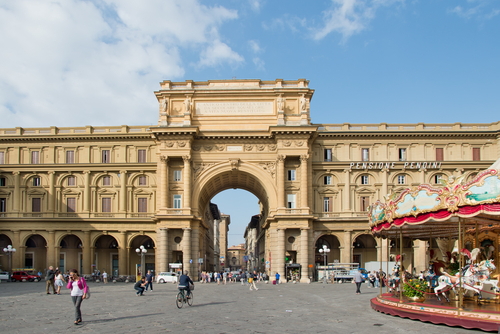 View of Piazza della Republica in Florence, Tuscany, Italy