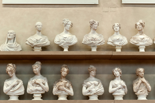 Plaster casts by Lorenzo Bartolini exhibited at the Gipsoteca Bartolini in the Galleria dell'Accademia di Firenze (Gallery of the Academy of Florence), Florence, Tuscany, Italy