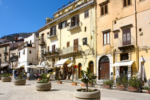 Street view of the old town of Monreale near Palermo, Sicily, Italy