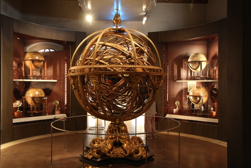 Intriguing view of Armillary Sphere in Galileo Museum of Florence, Tuscany, Italy