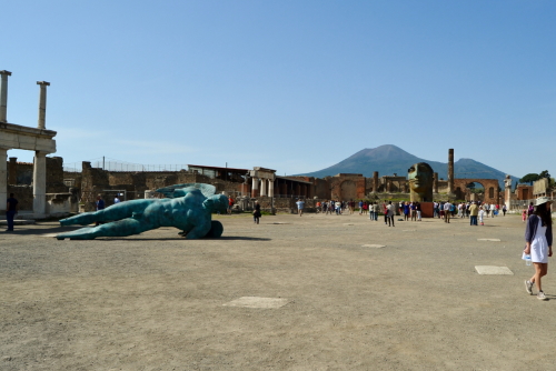 Ancient Roman city of Pompeii which was destroyed by the eruption of Vesuvius volcano in 79AD attracts many tourists. Naples, Campania, Italy
