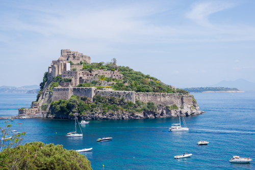 Ancient Argonese castle on the island of Ischia, Campania, Italy
