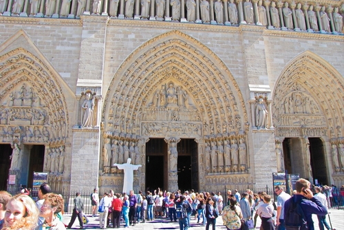 Notre-Dame de Paris Cathedral, French Gothic architecture, Beautiful sculptures and ornaments, Paris, France