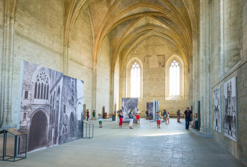 Avignon, Provence, France, Visitors in the inside halls of the Palace of the Popes