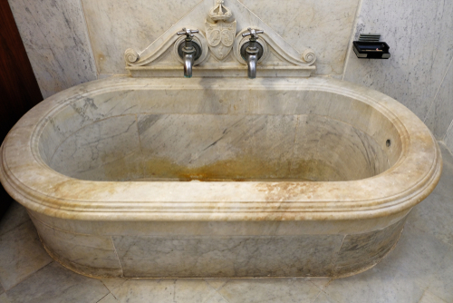 Interior view of a Marble bath at the house of a wealthy family, Palazzo Mirto in Palermo, Sicily, Italy