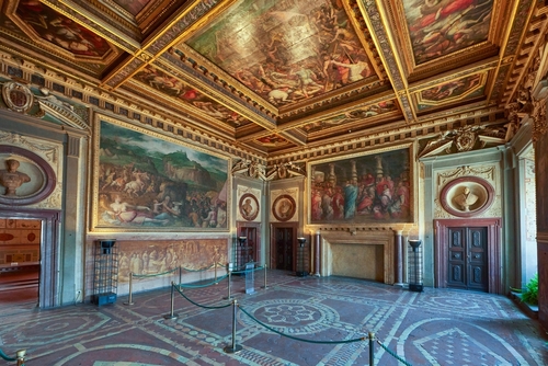 Dazzling interior of the Old Palace (Palazzo Vecchio) in Florence, Tuscany, Italy