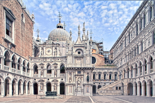 Courtyard of Palazzo Ducale (Doge's Palace) in Venice, Veneto, Italy