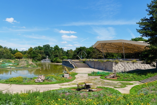 Water mirror (miroir d'eau) at Parc Floral de Paris in the Bois de Vincennes, Paris, France