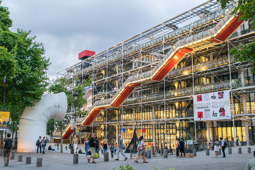 Facade of the Centre of Georges Pompidou in Paris, France. The Centre of Georges Pompidou is one of the most famous museums of the modern art in the world