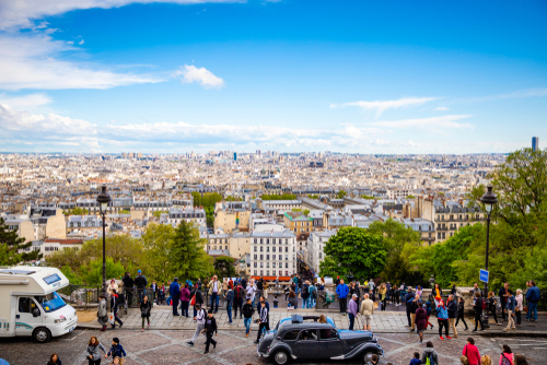 Beautiful aerial view of Paris from Sacre Couer, Paris, France