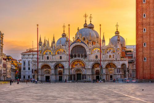 View of Basilica di San Marco and on piazza San Marco in Venice, Veneto, Italy