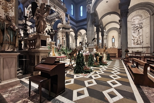 Interior view of the Basilica di Santo Spirito in Florence, Tuscany, Italy