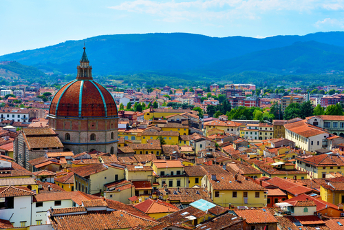 View from the top of the tower of the cathedral of Pistoia, Tuscany, Italy