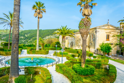 Ibleo gardens in the old baroque town of Ragusa Ibla, Sicily, Italy