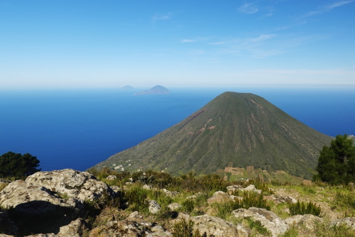 Aerial view of Monte De Perri, Salina Island, Aeolian Islands, near Sicily, Italy
