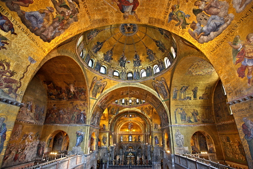 Amazing mosaics inside the Basilica di San Marco in Venice, Veneto, Italy