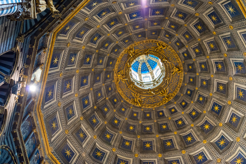 Interior view of the dome of Siena Cathedral in Siena, Tuscany, Italy