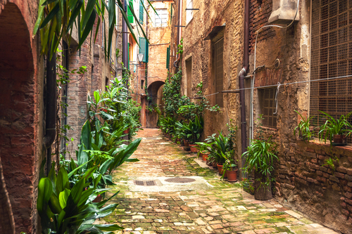 Hidden streets of the ancient city of Siena, Tuscany, Italy