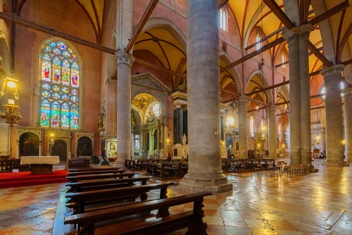 Interior view of the Basilica dei Santi Giovanni e Paolo, in Venice, Veneto, Italy