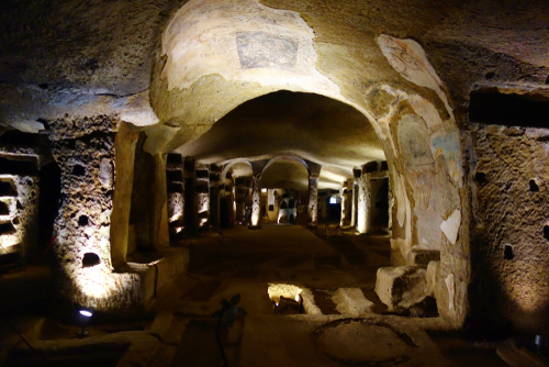 View of the Catacombs of San Gennaro in Naples, Campania, Italy