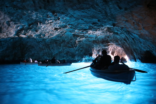 Blue Grotto on the coast of the island of Capri, near Naples, Campania, Italy