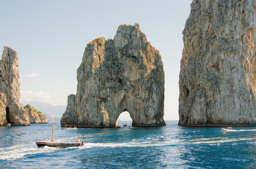 Dramatic Faraglioni Cliffs near the Island of Capri, near Naples, Campania, Italy