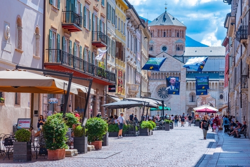 Historical houses in the old town of Trento, Trentino-Alto-Adige region, Italy