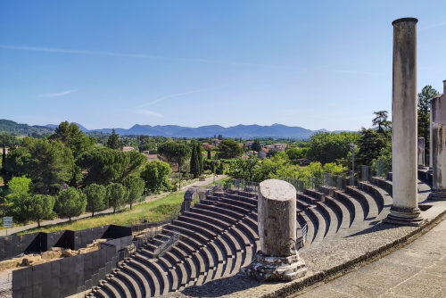 View of the ancient theater of Vaison la Romaine in Provence, France