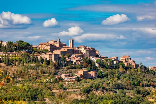 Village of Montepulciano with wonderful architecture and houses. A beautiful old town in Val d'Orcia, Tuscany, Italy