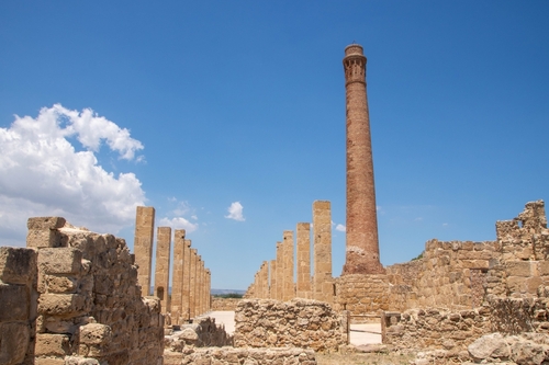 Ancient Greek city of Eloro in Vendicari Nature Reserve wildlife oasis, located between Noto and Marzamemi, Sicily, Italy