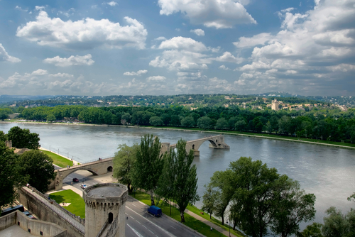 View from above, the famous Avignon's bridge to Villeneuve-les-Avignon, Provence, France