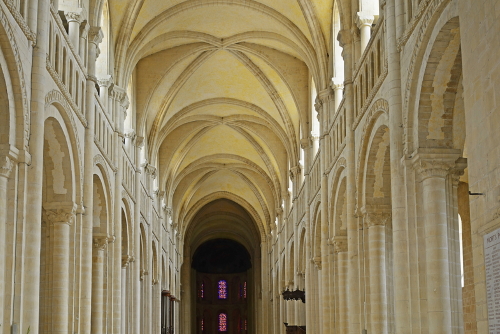 Interior view of the Abbey Church of Sainte-Trinite (the Holy Trinity). The Abbey of Sainte-Trinite, also known as Abbaye aux Dames, is a former monastery of women in Caen, Normandy, France
