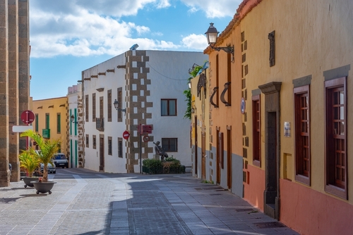 Colorful street in the old town of Aguimes, Gran Canaria Island, Canary islands, Spain