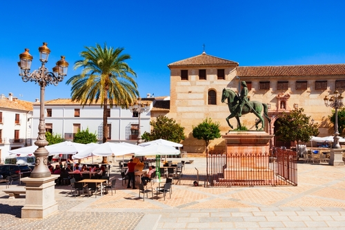 Equestrian statue of Fernando I at the Old Town square or Plaza Coso Viejo in Antequera, near Malaga, Andalusia, Spain