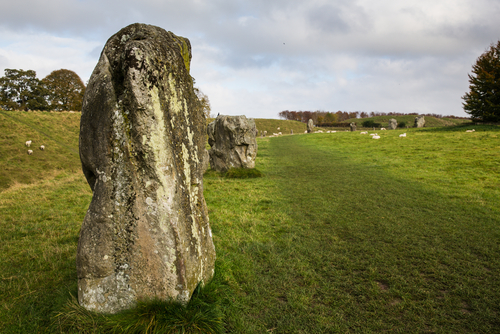 Visiting the Avebury Stone Circle and its peaceful nature in Autumn, the Cotswolds, Gloucestershire, England, United Kingdom