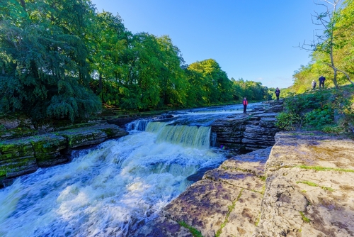 Beautiful view of Aysgarth Falls in the Yorkshire Dales National Park, Yorkshire, England, United Kingdom
