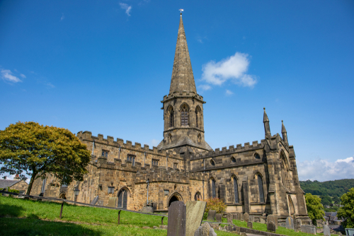 A lovely summer day in Bakewell, a small market town famous for the local confection Bakewell pudding in the Peak District National Park, Derbyshire, England, UK