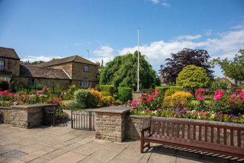 A lovely summer day in Bakewell, a small market town famous for the local confection Bakewell pudding in the Peak District National Park, Derbyshire, England, UK