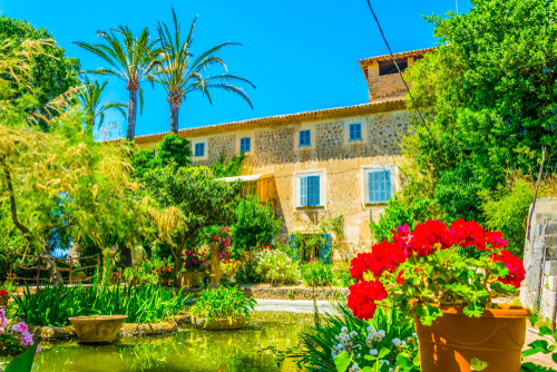 Beautiful colorful garden at Son Marroig, former mansion of Archduke Luis Salvado, Mallorca island, Balearic Islands, Spain