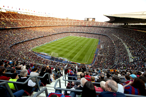 FC Barcelona stadium, Camp Nou, during the match between FC Barcelona and RCD Espanyol in Barcelona, Catalonia, Spain
