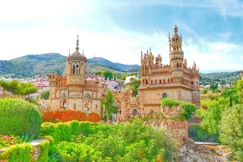 Exterior view of Castillo de Colomares, Christopher Columbus monument in Benalmadena, near Malaga, Costa del Sol, Andalusia, Spain