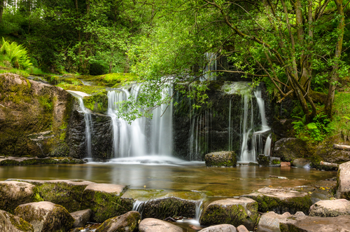 Beautiful view of a waterfall in Brecon Beacons National Park, Wales, UK