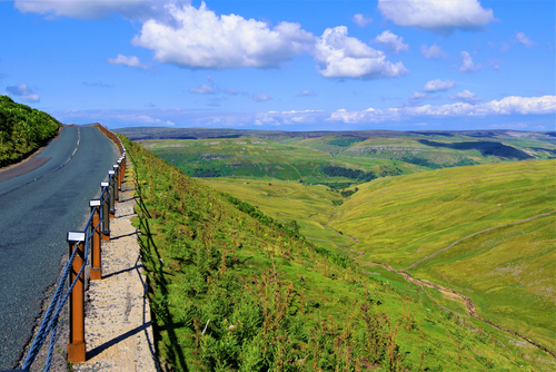 The Buttertubs Pass is a high road in the Yorkshire Dales, with magnificent views on either side. It runs from Simonstone to Muker and has a series of unique geographical features, Yorkshire, England, UK