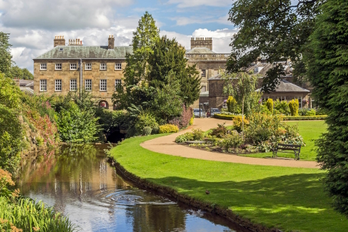 View of a beautiful park in Buxton in the Peak District National Park, Derbyshire, England, UK