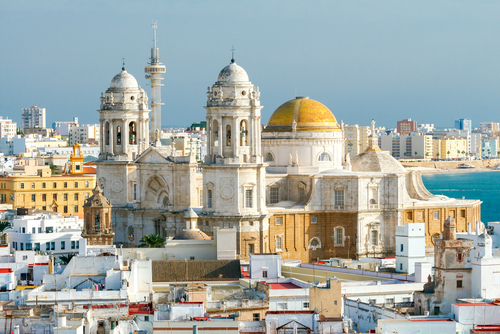 Exterior view of the Cadiz Cathedral, Andalusia, Spain
