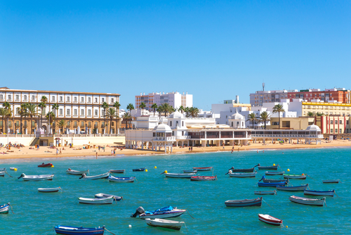 Beautiful Summer day in beach of Cadiz, Andalusia, Spain