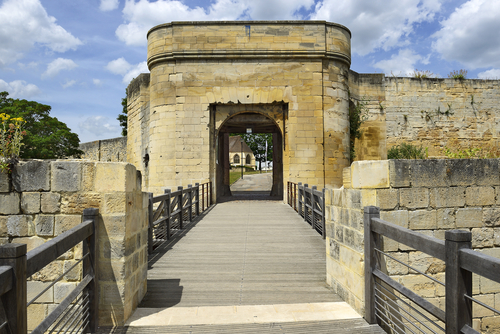 The entrance gate to the Caen Castle - 1060, William of Normandy established a new stronghold in Caen. Norman town of Caen in the Calvados departement in Basse Normandie. Normandy, France