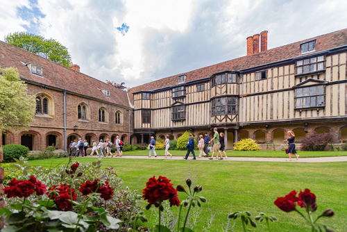 View of the Colister Court of Queen's College at Cambrdige, England, United Kingdom
