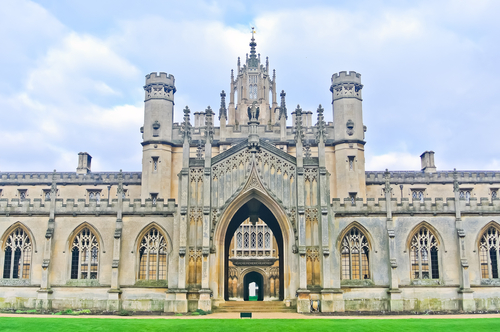 Exterior view of St John's College, University of Cambridge in Cambridge, England, United Kingdom