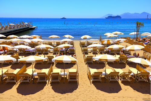 Beautiful beach in Cannes, French Riviera, France